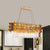 Gold 6 Bulbs Island Light Modern Crystal Prism Oblong Hanging Pendant with Wavy Edge Gold Clearhalo 'Ceiling Lights' 'Island Lights' Lighting' 812109