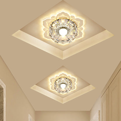 LED Flower Ceiling Fixture Minimalist Clear Crystal Flush Mount Lamp in Warm/Multi Color Light Clear Warm Clearhalo 'Ceiling Lights' 'Close To Ceiling Lights' 'Close to ceiling' 'Flush mount' Lighting' 812222