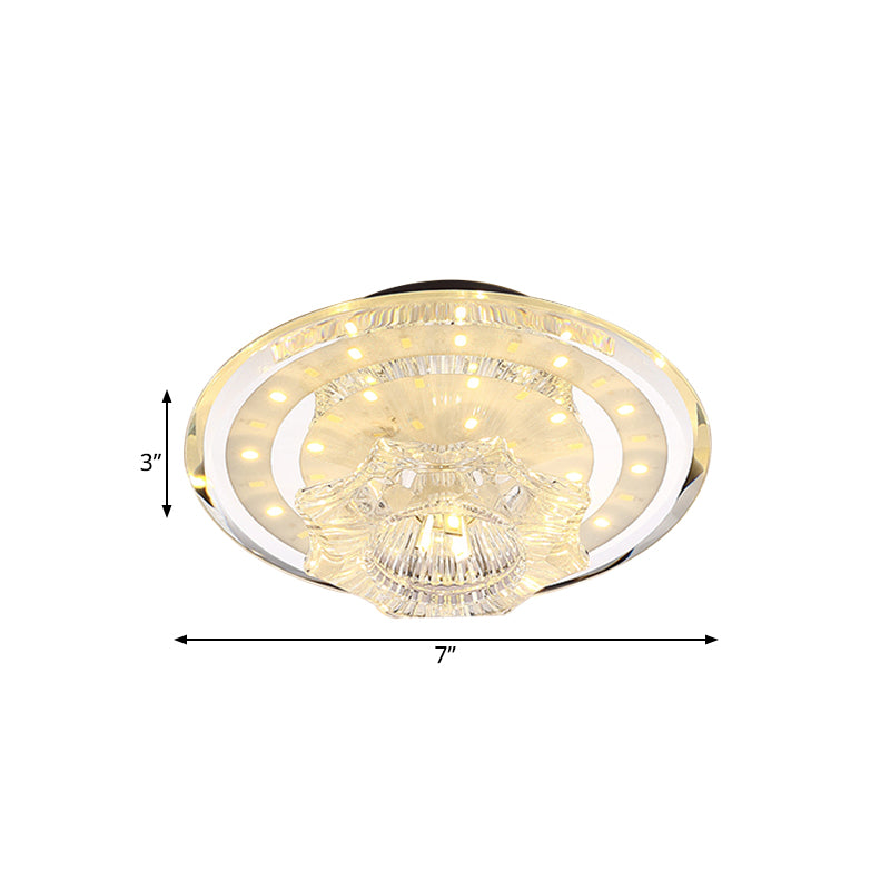 Minimal Petal Flush Light Fixture LED Clear Prismatic Crystal Close to Ceiling Lighting in Warm/White Light Clearhalo 'Ceiling Lights' 'Close To Ceiling Lights' 'Close to ceiling' 'Flush mount' Lighting' 812253