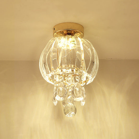Teardrop Clear Crystal Flush Mount Lamp Minimal LED Hallway Close to Ceiling Light with Globe Shade Clear Clearhalo 'Ceiling Lights' 'Close To Ceiling Lights' 'Close to ceiling' 'Flush mount' Lighting' 812262