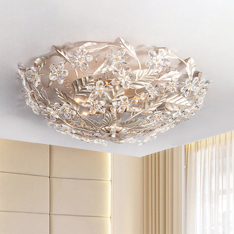 Colliflower Fixture Leaf Corridor Semi Mount Lighting Modernist Flower Crystal 2 Lights ...