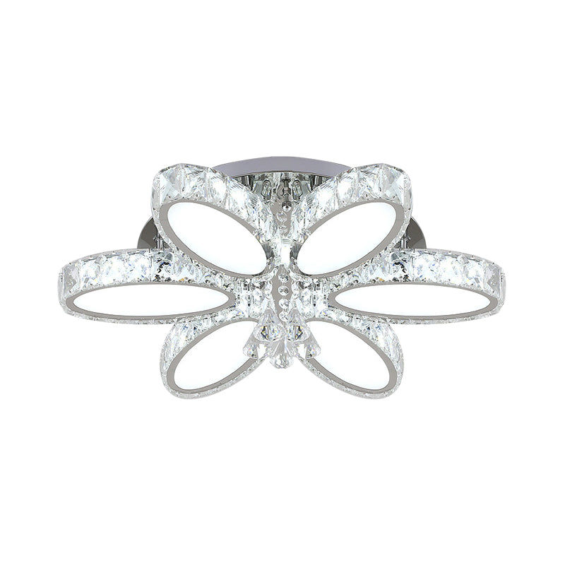 Modernist Blossom Flushmount Light 6/8 Heads Clear Crystal Flush Mount Fixture in Chrome for Living Room Clearhalo 'Ceiling Lights' 'Close To Ceiling Lights' 'Close to ceiling' 'Flush mount' Lighting' 812425