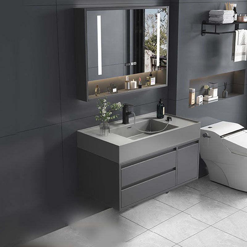 Modern Bathroom Vanity Set Freestanding with Drawers and Backsplash Included Smart Control Included Clearhalo 'Bathroom Remodel & Bathroom Fixtures' 'Bathroom Vanities' 'bathroom_vanities' 'Home Improvement' 'home_improvement' 'home_improvement_bathroom_vanities' 8125882