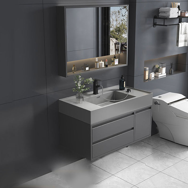Modern Bathroom Vanity Set Freestanding with Drawers and Backsplash Included Smart Control Not Included Clearhalo 'Bathroom Remodel & Bathroom Fixtures' 'Bathroom Vanities' 'bathroom_vanities' 'Home Improvement' 'home_improvement' 'home_improvement_bathroom_vanities' 8125884