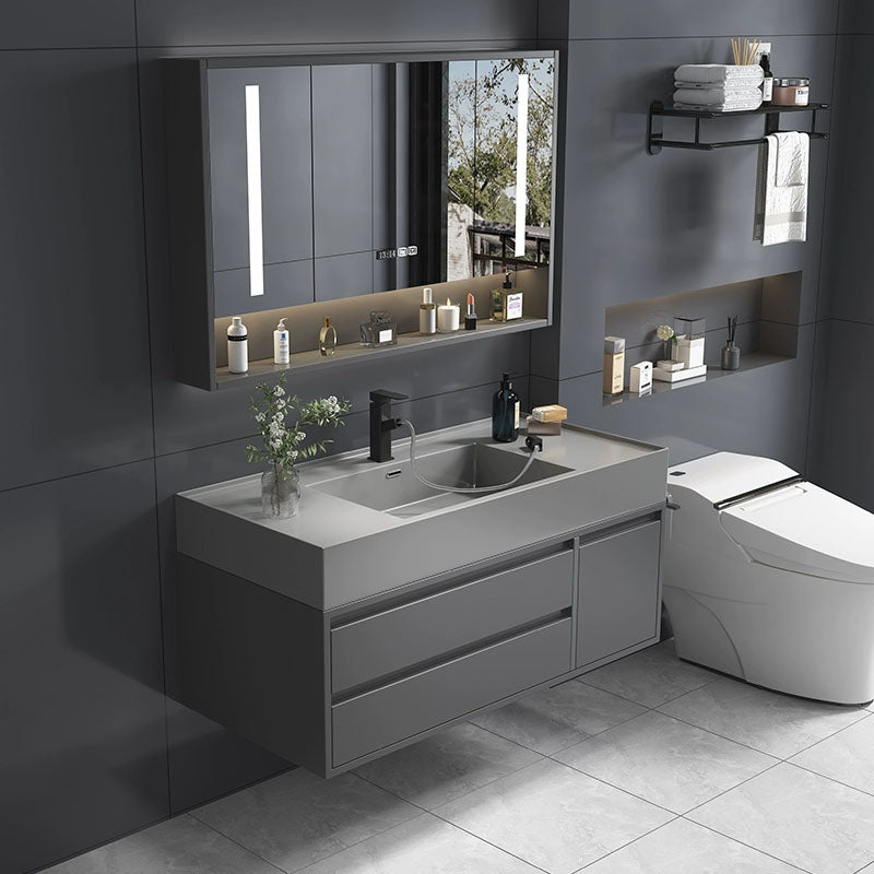 Modern Bathroom Vanity Set Freestanding with Drawers and Backsplash Included Smart Control Included Clearhalo 'Bathroom Remodel & Bathroom Fixtures' 'Bathroom Vanities' 'bathroom_vanities' 'Home Improvement' 'home_improvement' 'home_improvement_bathroom_vanities' 8125885