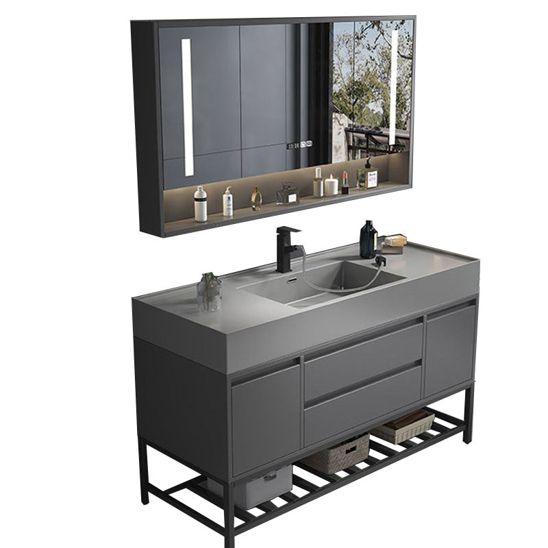 Modern Bathroom Vanity Set Freestanding with Drawers and Backsplash Included Clearhalo 'Bathroom Remodel & Bathroom Fixtures' 'Bathroom Vanities' 'bathroom_vanities' 'Home Improvement' 'home_improvement' 'home_improvement_bathroom_vanities' 8125886