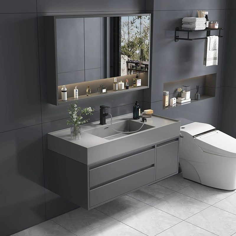Modern Bathroom Vanity Set Freestanding with Drawers and Backsplash Included Smart Control Not Included Clearhalo 'Bathroom Remodel & Bathroom Fixtures' 'Bathroom Vanities' 'bathroom_vanities' 'Home Improvement' 'home_improvement' 'home_improvement_bathroom_vanities' 8125887