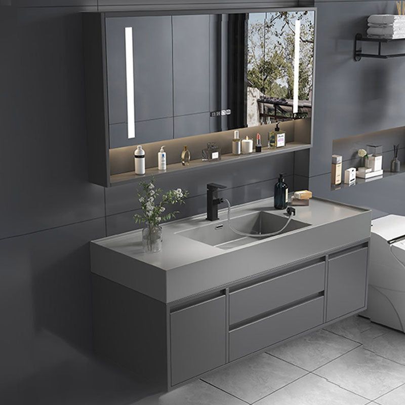 Modern Bathroom Vanity Set Freestanding with Drawers and Backsplash Included Smart Control Included Clearhalo 'Bathroom Remodel & Bathroom Fixtures' 'Bathroom Vanities' 'bathroom_vanities' 'Home Improvement' 'home_improvement' 'home_improvement_bathroom_vanities' 8125889