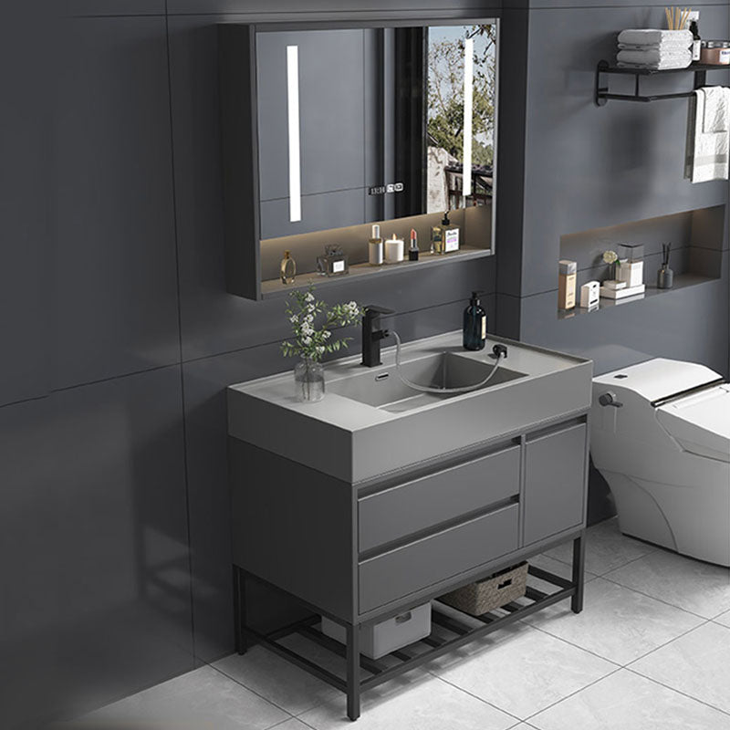 Modern Bathroom Vanity Set Freestanding with Drawers and Backsplash Included Smart Control Included Clearhalo 'Bathroom Remodel & Bathroom Fixtures' 'Bathroom Vanities' 'bathroom_vanities' 'Home Improvement' 'home_improvement' 'home_improvement_bathroom_vanities' 8125893
