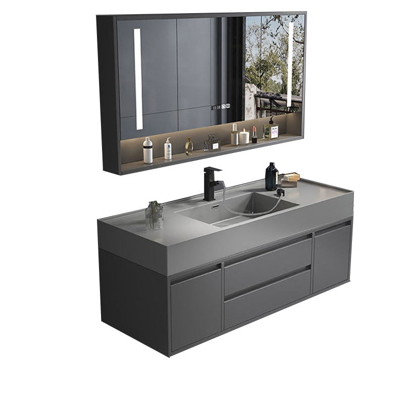 Modern Bathroom Vanity Set Freestanding with Drawers and Backsplash Included Clearhalo 'Bathroom Remodel & Bathroom Fixtures' 'Bathroom Vanities' 'bathroom_vanities' 'Home Improvement' 'home_improvement' 'home_improvement_bathroom_vanities' 8125898
