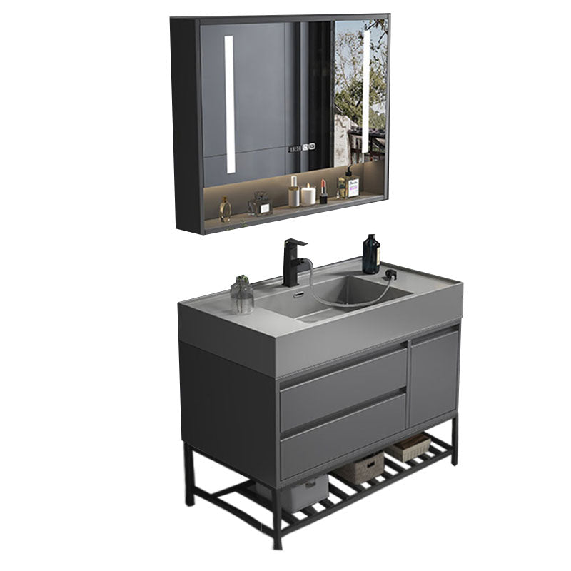 Modern Bathroom Vanity Set Freestanding with Drawers and Backsplash Included Clearhalo 'Bathroom Remodel & Bathroom Fixtures' 'Bathroom Vanities' 'bathroom_vanities' 'Home Improvement' 'home_improvement' 'home_improvement_bathroom_vanities' 8125901