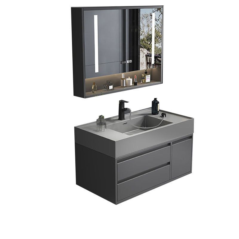 Modern Bathroom Vanity Set Freestanding with Drawers and Backsplash Included Clearhalo 'Bathroom Remodel & Bathroom Fixtures' 'Bathroom Vanities' 'bathroom_vanities' 'Home Improvement' 'home_improvement' 'home_improvement_bathroom_vanities' 8125902