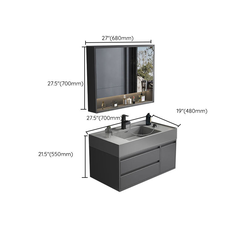 Modern Bathroom Vanity Set Freestanding with Drawers and Backsplash Included Clearhalo 'Bathroom Remodel & Bathroom Fixtures' 'Bathroom Vanities' 'bathroom_vanities' 'Home Improvement' 'home_improvement' 'home_improvement_bathroom_vanities' 8125905