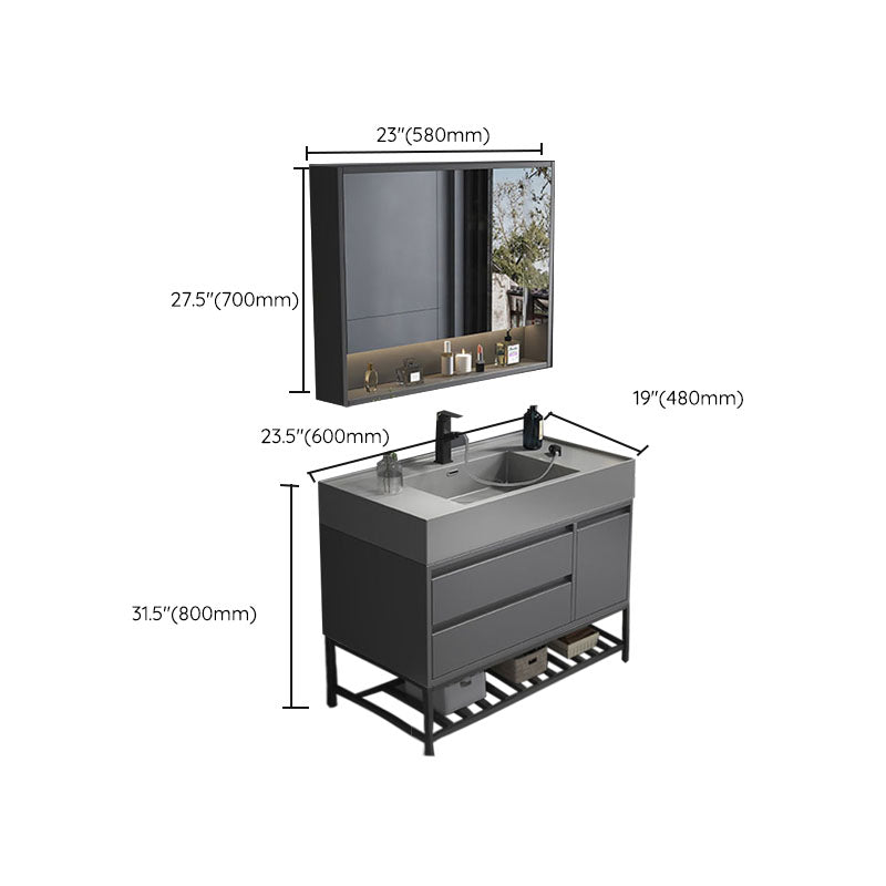 Modern Bathroom Vanity Set Freestanding with Drawers and Backsplash Included Clearhalo 'Bathroom Remodel & Bathroom Fixtures' 'Bathroom Vanities' 'bathroom_vanities' 'Home Improvement' 'home_improvement' 'home_improvement_bathroom_vanities' 8125911