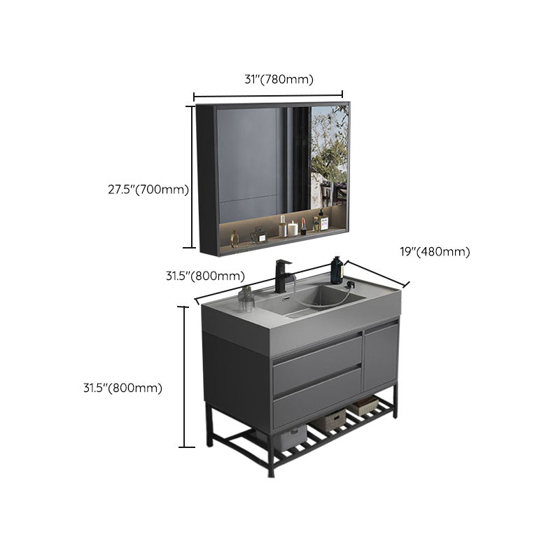 Modern Bathroom Vanity Set Freestanding with Drawers and Backsplash Included Clearhalo 'Bathroom Remodel & Bathroom Fixtures' 'Bathroom Vanities' 'bathroom_vanities' 'Home Improvement' 'home_improvement' 'home_improvement_bathroom_vanities' 8125913