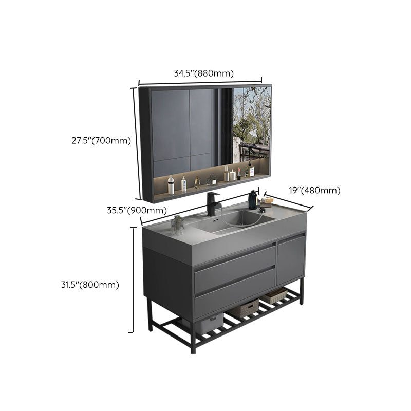 Modern Bathroom Vanity Set Freestanding with Drawers and Backsplash Included Clearhalo 'Bathroom Remodel & Bathroom Fixtures' 'Bathroom Vanities' 'bathroom_vanities' 'Home Improvement' 'home_improvement' 'home_improvement_bathroom_vanities' 8125914