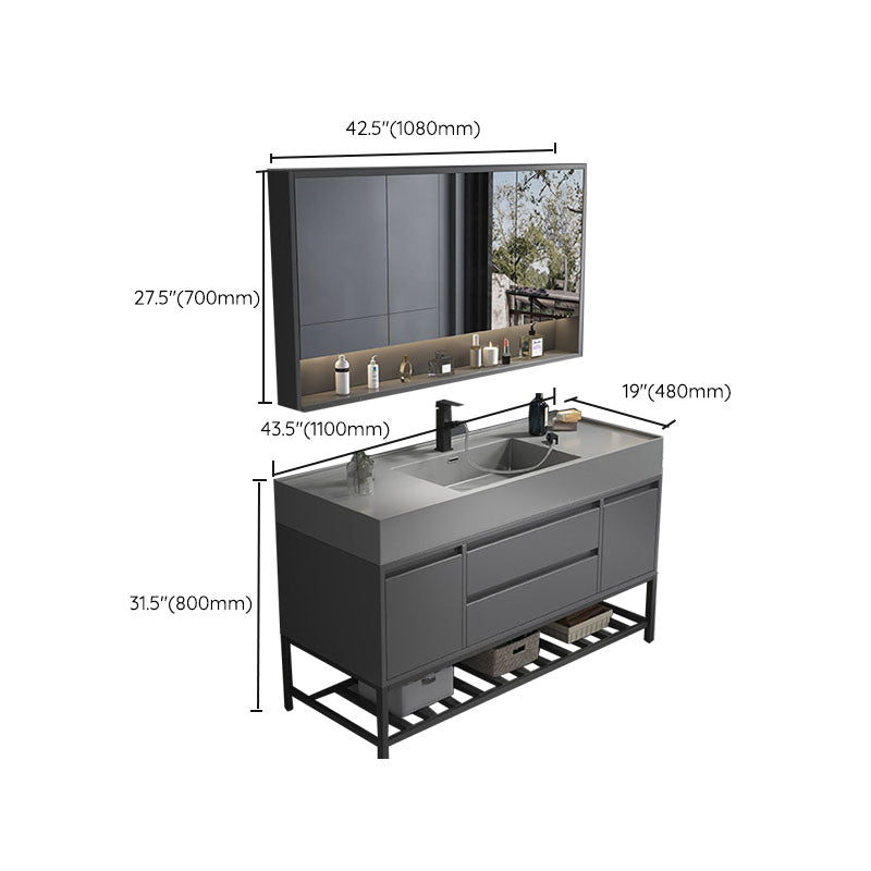 Modern Bathroom Vanity Set Freestanding with Drawers and Backsplash Included Clearhalo 'Bathroom Remodel & Bathroom Fixtures' 'Bathroom Vanities' 'bathroom_vanities' 'Home Improvement' 'home_improvement' 'home_improvement_bathroom_vanities' 8125916