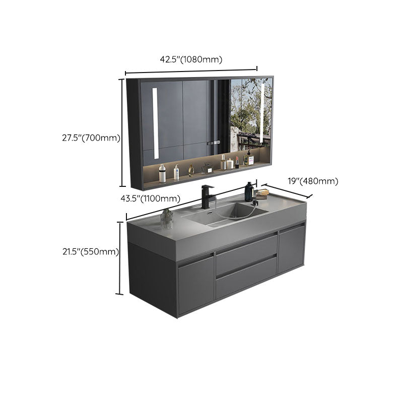 Modern Bathroom Vanity Set Freestanding with Drawers and Backsplash Included Clearhalo 'Bathroom Remodel & Bathroom Fixtures' 'Bathroom Vanities' 'bathroom_vanities' 'Home Improvement' 'home_improvement' 'home_improvement_bathroom_vanities' 8125923