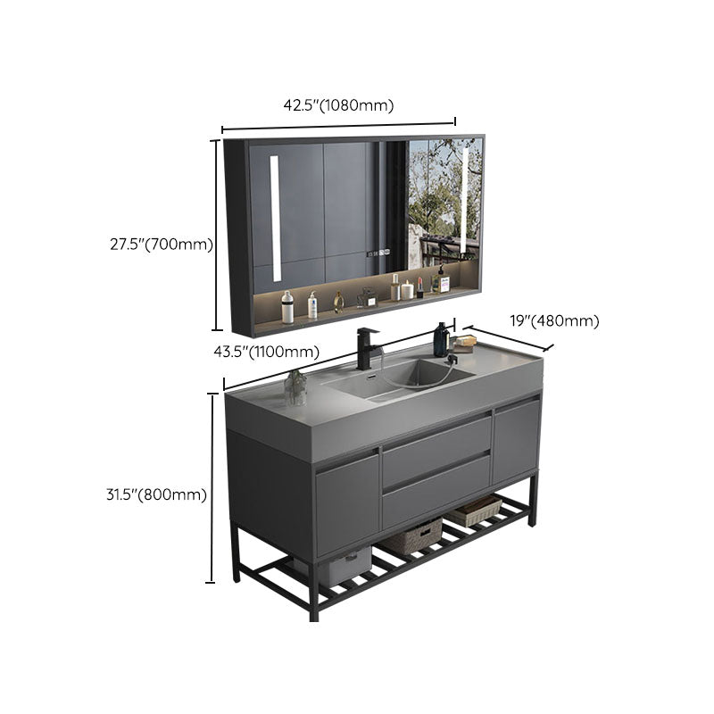 Modern Bathroom Vanity Set Freestanding with Drawers and Backsplash Included Clearhalo 'Bathroom Remodel & Bathroom Fixtures' 'Bathroom Vanities' 'bathroom_vanities' 'Home Improvement' 'home_improvement' 'home_improvement_bathroom_vanities' 8125930