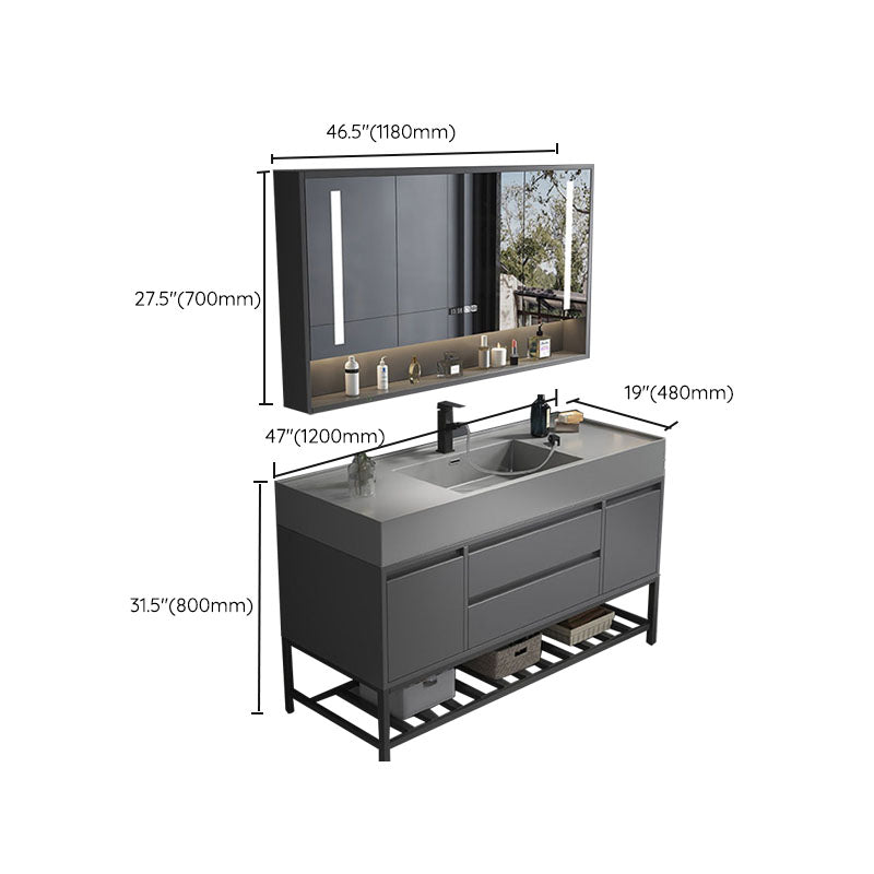 Modern Bathroom Vanity Set Freestanding with Drawers and Backsplash Included Clearhalo 'Bathroom Remodel & Bathroom Fixtures' 'Bathroom Vanities' 'bathroom_vanities' 'Home Improvement' 'home_improvement' 'home_improvement_bathroom_vanities' 8125931