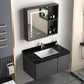 Aluminum Bathroom Vanity Set Doors Wall Mounted Doors Grey Single Sink with Mirror 31.5"L x 18.9"W x 17.7"H Smart Control Included Stone Clearhalo 'Bathroom Remodel & Bathroom Fixtures' 'Bathroom Vanities' 'bathroom_vanities' 'Home Improvement' 'home_improvement' 'home_improvement_bathroom_vanities' 8125936