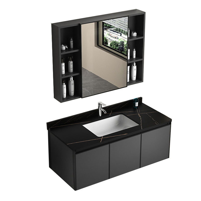 Aluminum Bathroom Vanity Set Doors Wall Mounted Doors Grey Single Sink with Mirror Clearhalo 'Bathroom Remodel & Bathroom Fixtures' 'Bathroom Vanities' 'bathroom_vanities' 'Home Improvement' 'home_improvement' 'home_improvement_bathroom_vanities' 8125953