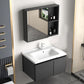 Aluminum Bathroom Vanity Set Doors Wall Mounted Doors Grey Single Sink with Mirror 24"L x 19"W x 18"H Smart Control Not Included Ceramic Clearhalo 'Bathroom Remodel & Bathroom Fixtures' 'Bathroom Vanities' 'bathroom_vanities' 'Home Improvement' 'home_improvement' 'home_improvement_bathroom_vanities' 8125958