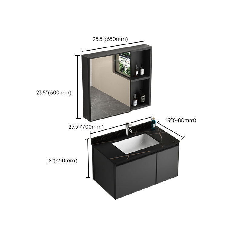 Aluminum Bathroom Vanity Set Doors Wall Mounted Doors Grey Single Sink with Mirror Clearhalo 'Bathroom Remodel & Bathroom Fixtures' 'Bathroom Vanities' 'bathroom_vanities' 'Home Improvement' 'home_improvement' 'home_improvement_bathroom_vanities' 8125988