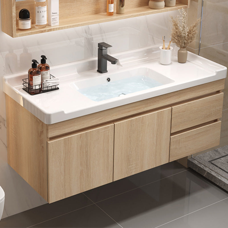 Wood Bathroom Vanity Set Mirror Rectangular Single Sink 2 Doors with Overflow Clearhalo 'Bathroom Remodel & Bathroom Fixtures' 'Bathroom Vanities' 'bathroom_vanities' 'Home Improvement' 'home_improvement' 'home_improvement_bathroom_vanities' 8126005