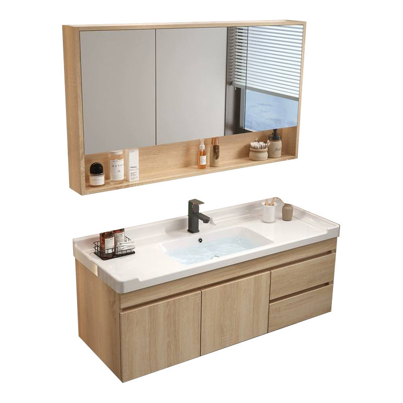 Wood Bathroom Vanity Set Mirror Rectangular Single Sink 2 Doors with Overflow 48"L x 19"W x 20"H Clearhalo 'Bathroom Remodel & Bathroom Fixtures' 'Bathroom Vanities' 'bathroom_vanities' 'Home Improvement' 'home_improvement' 'home_improvement_bathroom_vanities' 8126010