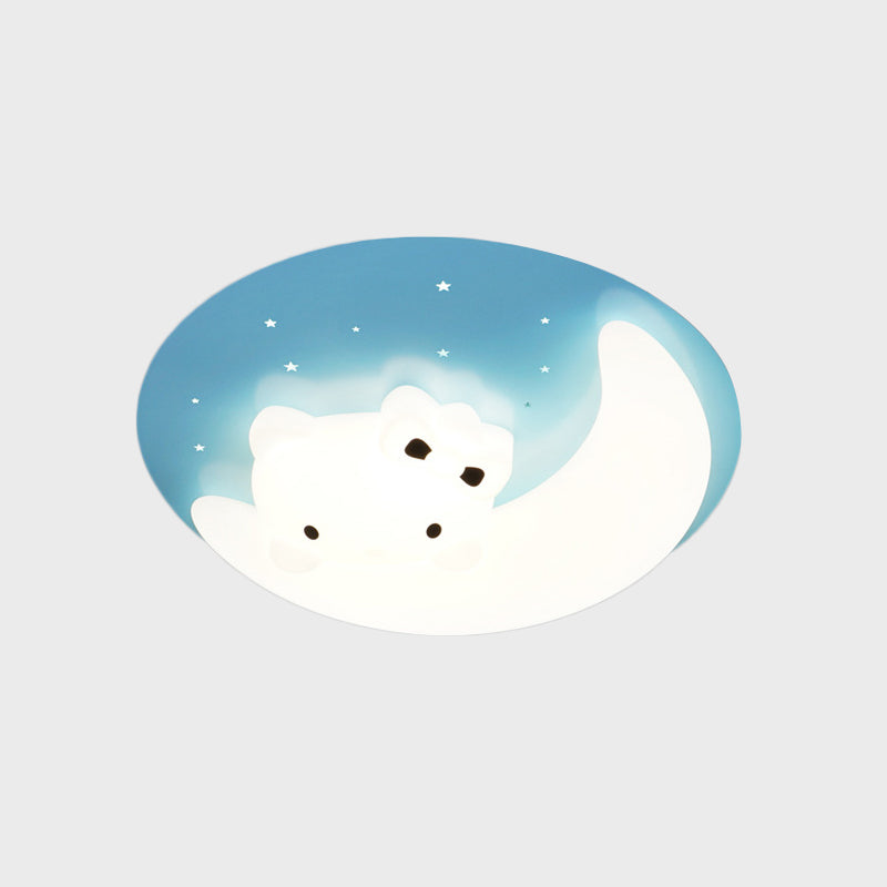 Crescent and Rabbit/Cat Flush Mount Lamp Kids Acrylic Child Room LED Ceiling Light Fixture in Pink/Blue Clearhalo 'Ceiling Lights' 'Close To Ceiling Lights' 'Close to ceiling' 'Flush mount' 'Industrial Flush Mount' Lighting' 812770