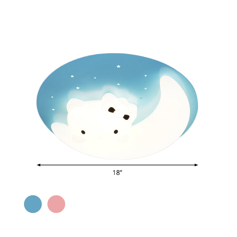 Crescent and Rabbit/Cat Flush Mount Lamp Kids Acrylic Child Room LED Ceiling Light Fixture in Pink/Blue Clearhalo 'Ceiling Lights' 'Close To Ceiling Lights' 'Close to ceiling' 'Flush mount' 'Industrial Flush Mount' Lighting' 812771