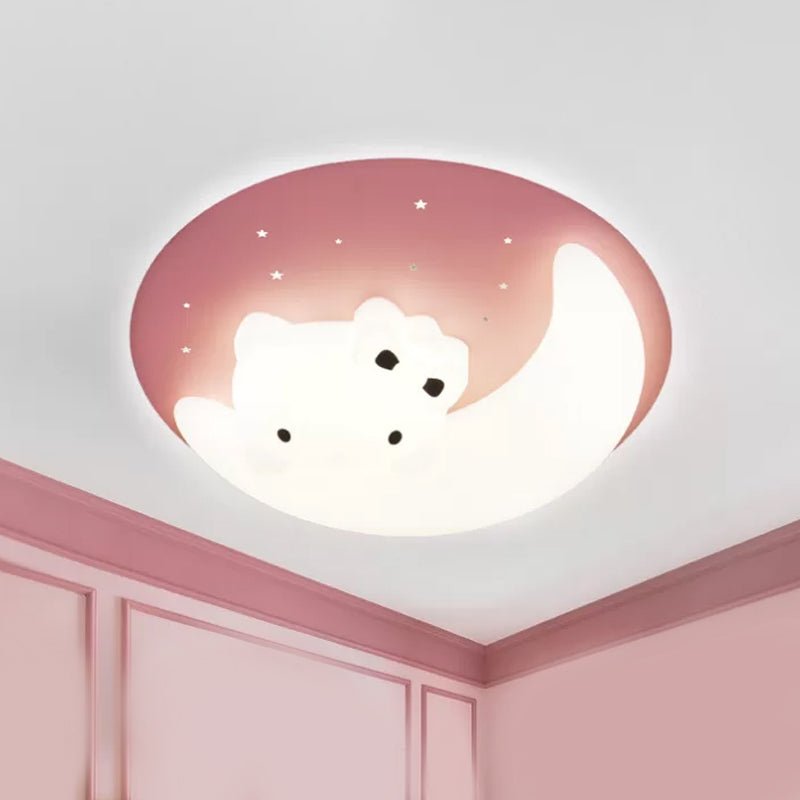 Crescent and Rabbit/Cat Flush Mount Lamp Kids Acrylic Child Room LED Ceiling Light Fixture in Pink/Blue Clearhalo 'Ceiling Lights' 'Close To Ceiling Lights' 'Close to ceiling' 'Flush mount' 'Industrial Flush Mount' Lighting' 812773