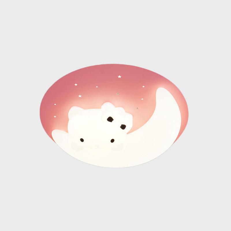 Crescent and Rabbit/Cat Flush Mount Lamp Kids Acrylic Child Room LED Ceiling Light Fixture in Pink/Blue Clearhalo 'Ceiling Lights' 'Close To Ceiling Lights' 'Close to ceiling' 'Flush mount' 'Industrial Flush Mount' Lighting' 812775
