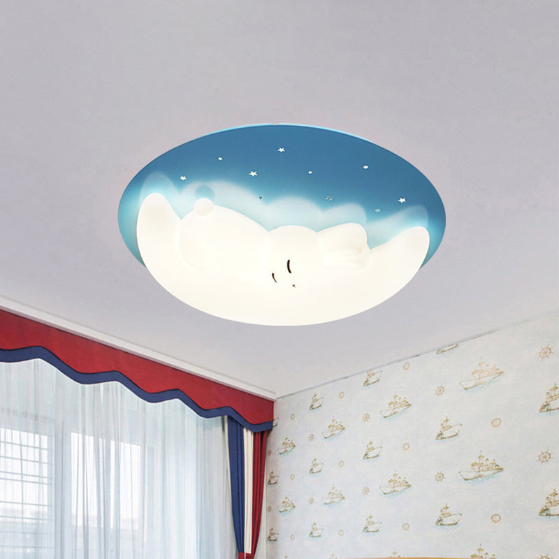 Crescent and Rabbit/Cat Flush Mount Lamp Kids Acrylic Child Room LED Ceiling Light Fixture in Pink/Blue Clearhalo 'Ceiling Lights' 'Close To Ceiling Lights' 'Close to ceiling' 'Flush mount' 'Industrial Flush Mount' Lighting' 812777