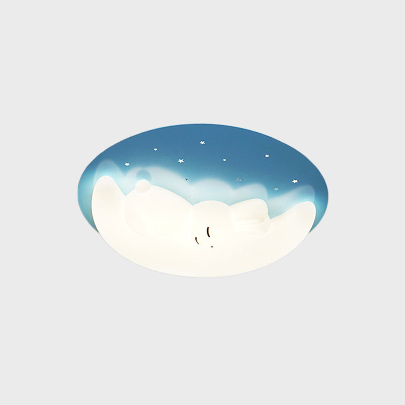 Crescent and Rabbit/Cat Flush Mount Lamp Kids Acrylic Child Room LED Ceiling Light Fixture in Pink/Blue Clearhalo 'Ceiling Lights' 'Close To Ceiling Lights' 'Close to ceiling' 'Flush mount' 'Industrial Flush Mount' Lighting' 812779