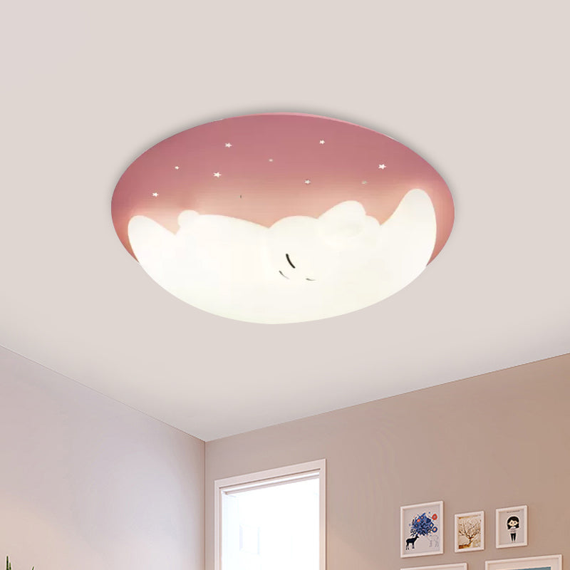 Crescent and Rabbit/Cat Flush Mount Lamp Kids Acrylic Child Room LED Ceiling Light Fixture in Pink/Blue Clearhalo 'Ceiling Lights' 'Close To Ceiling Lights' 'Close to ceiling' 'Flush mount' 'Industrial Flush Mount' Lighting' 812781