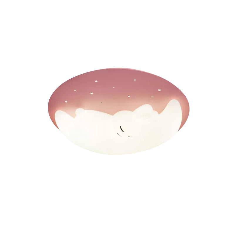 Crescent and Rabbit/Cat Flush Mount Lamp Kids Acrylic Child Room LED Ceiling Light Fixture in Pink/Blue Clearhalo 'Ceiling Lights' 'Close To Ceiling Lights' 'Close to ceiling' 'Flush mount' 'Industrial Flush Mount' Lighting' 812782