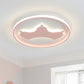 Kid Crown Ultra-Thin LED Flushmount Light Acrylic Bedroom Close to Ceiling Lighting Fixture in Pink/Blue Clearhalo 'Ceiling Lights' 'Close To Ceiling Lights' 'Close to ceiling' 'Flush mount' Lighting' 812890