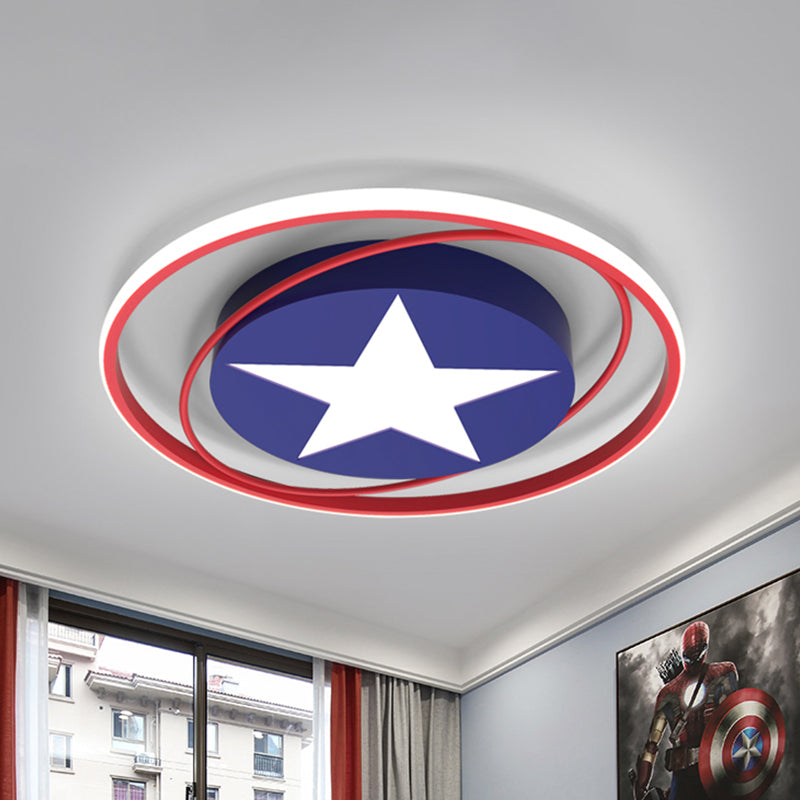 Comic Star and Orbit LED Ceiling Lamp Kids Acrylic Boy's Bedroom Flush Mount Lighting in Dark Blue Dark Blue Clearhalo 'Ceiling Lights' 'Close To Ceiling Lights' 'Close to ceiling' 'Flush mount' Lighting' 812981