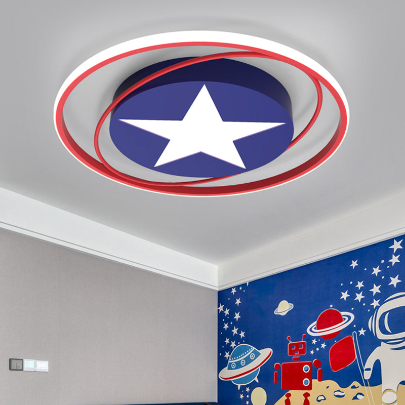 Comic Star and Orbit LED Ceiling Lamp Kids Acrylic Boy's Bedroom Flush Mount Lighting in Dark Blue Clearhalo 'Ceiling Lights' 'Close To Ceiling Lights' 'Close to ceiling' 'Flush mount' Lighting' 812982