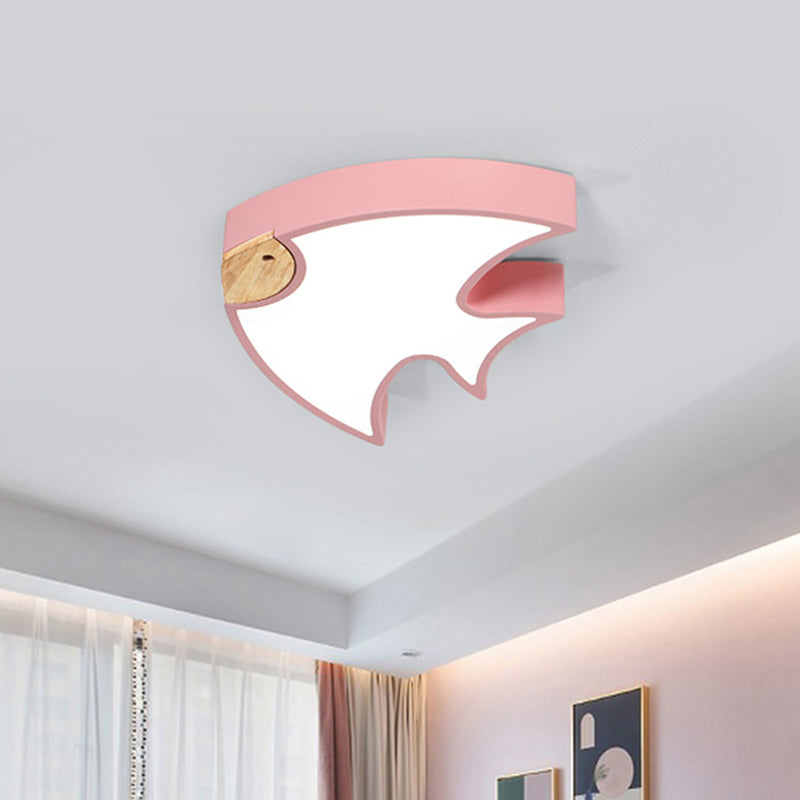 Fish-Shape Flush Lighting Nordic Acrylic White/Grey/Pink LED Flush Mounted Lamp Fixture for Bedroom Clearhalo 'Ceiling Lights' 'Close To Ceiling Lights' 'Close to ceiling' 'Flush mount' Lighting' 813106