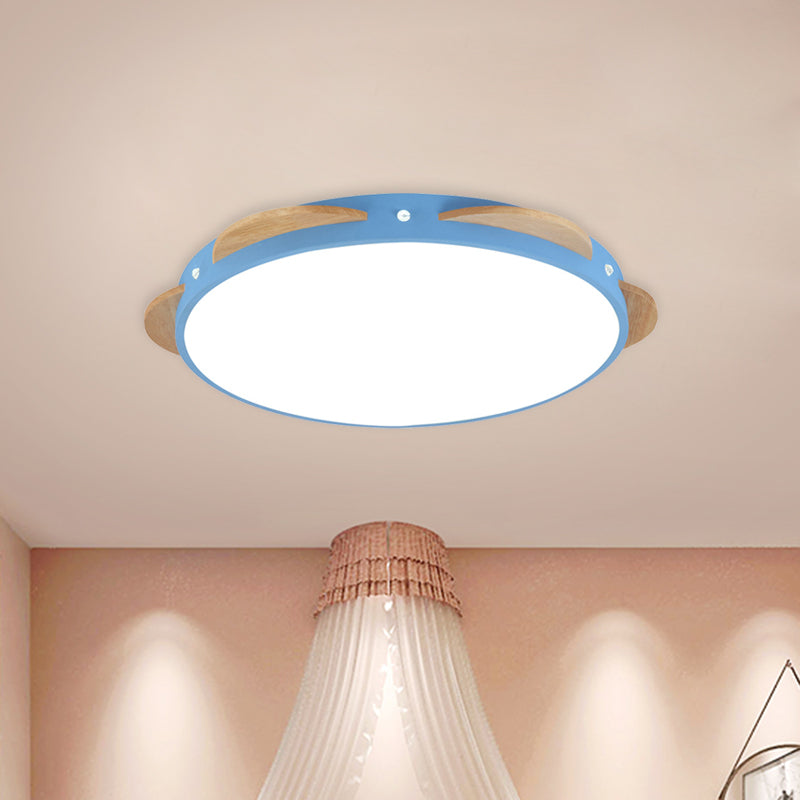 Macaron Flower Flushmount Acrylic LED Bedroom Flush Ceiling Light Fixture in White/Green/Blue and Wood Clearhalo 'Ceiling Lights' 'Close To Ceiling Lights' 'Close to ceiling' 'Flush mount' Lighting' 813154