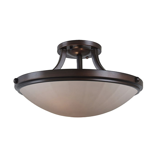 Black/Silver 3-Light Semi Flush Mount Classic Frosted Glass Bowl Flush Light Fixture for Bedroom Clearhalo 'Ceiling Lights' 'Close To Ceiling Lights' 'Close to ceiling' 'Glass shade' 'Glass' 'Semi-flushmount' Lighting' 813361
