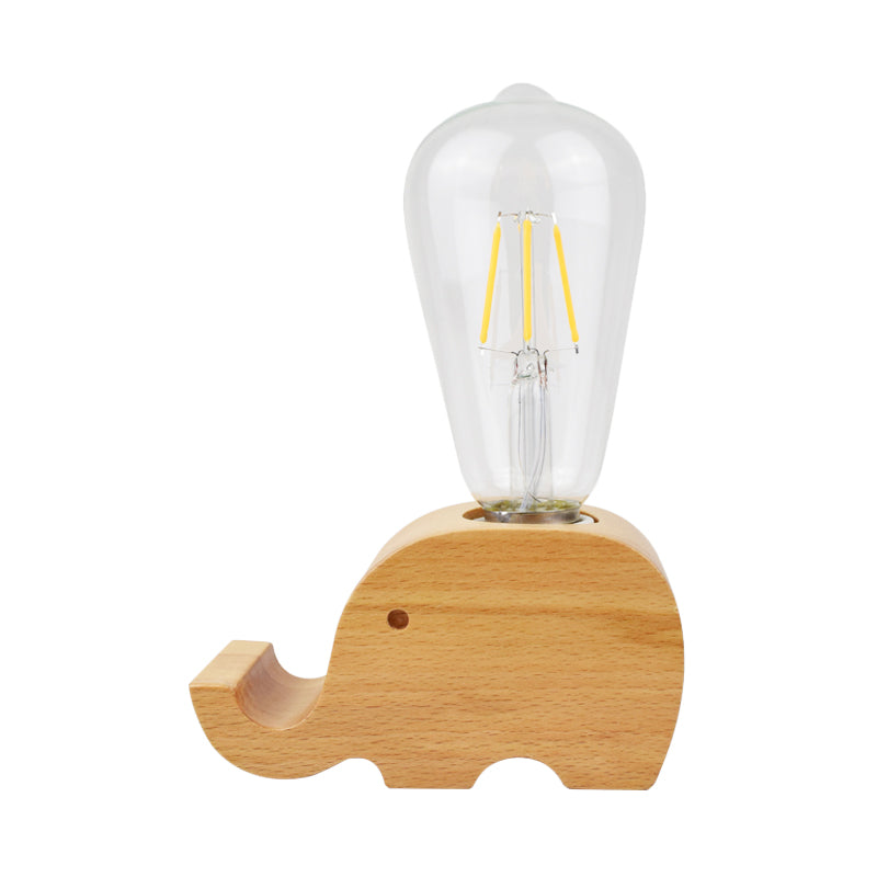 Modern Single Bulb Reading Lamp with Glass Shade Beige Sheep/Elephant/Cow Small Desk Lamp for Bedroom Clearhalo 'Lamps' 'Table Lamps' Lighting' 813502
