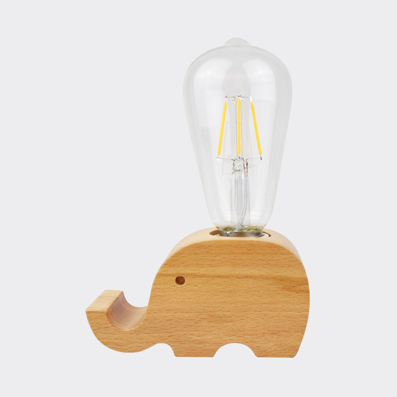 Modern Single Bulb Reading Lamp with Glass Shade Beige Sheep/Elephant/Cow Small Desk Lamp for Bedroom Clearhalo 'Lamps' 'Table Lamps' Lighting' 813503