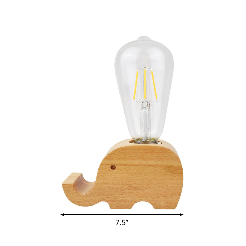 Modern Single Bulb Reading Lamp with Glass Shade Beige Sheep/Elephant/Cow Small Desk Lamp for Bedroom Clearhalo 'Lamps' 'Table Lamps' Lighting' 813504