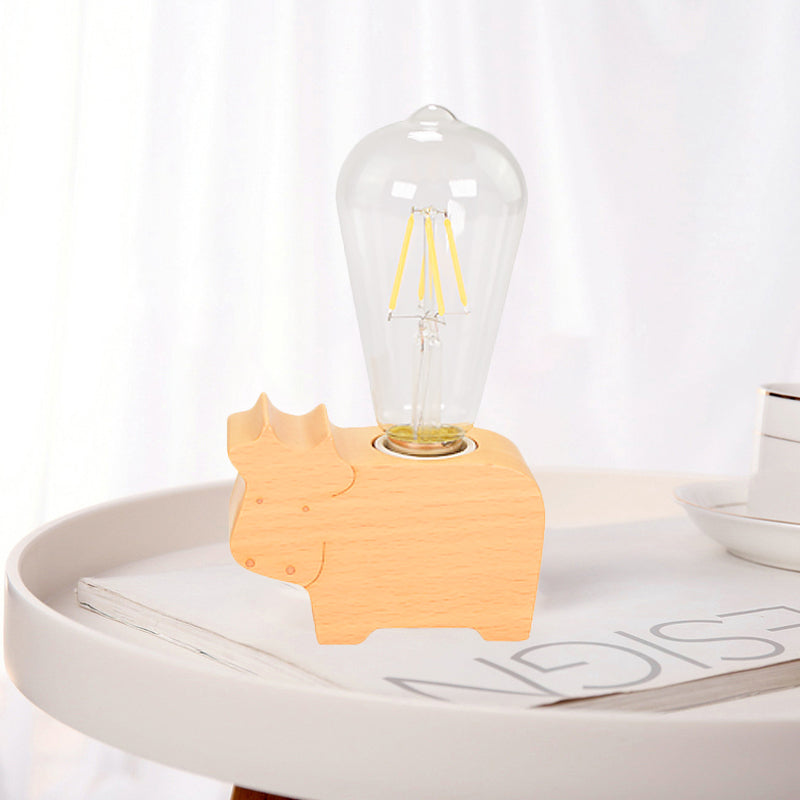 Modern Single Bulb Reading Lamp with Glass Shade Beige Sheep/Elephant/Cow Small Desk Lamp for Bedroom Clearhalo 'Lamps' 'Table Lamps' Lighting' 813506