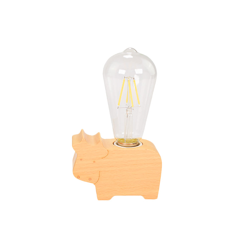 Modern Single Bulb Reading Lamp with Glass Shade Beige Sheep/Elephant/Cow Small Desk Lamp for Bedroom Clearhalo 'Lamps' 'Table Lamps' Lighting' 813507