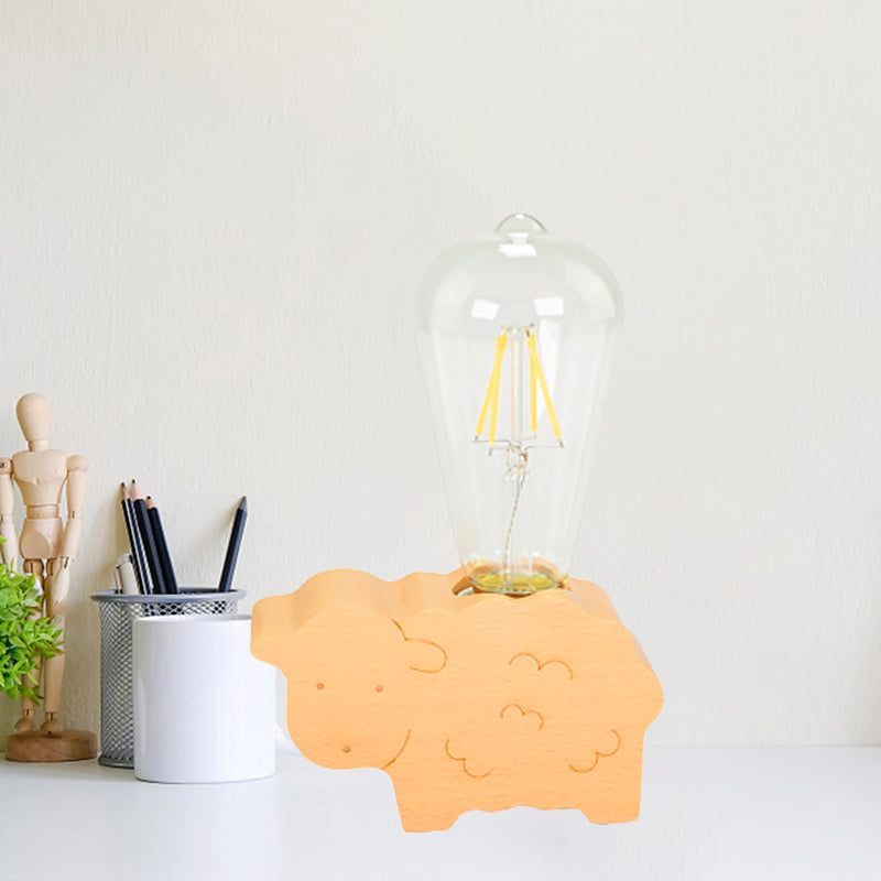 Modern Single Bulb Reading Lamp with Glass Shade Beige Sheep/Elephant/Cow Small Desk Lamp for Bedroom Clearhalo 'Lamps' 'Table Lamps' Lighting' 813511